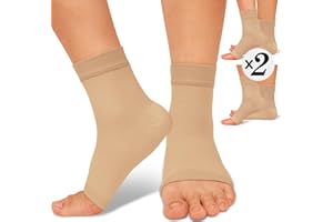 ACTINPUT Ankle Brace Compression Socks Sleeves (2 Pack) for Women & Men – 8-15 mmHg Support for Plantar Fasciitis Relief, Heel Pain, Arch & Ankle Support, Foot Brace, Breathable Open-Toe Design（Beige S/M）