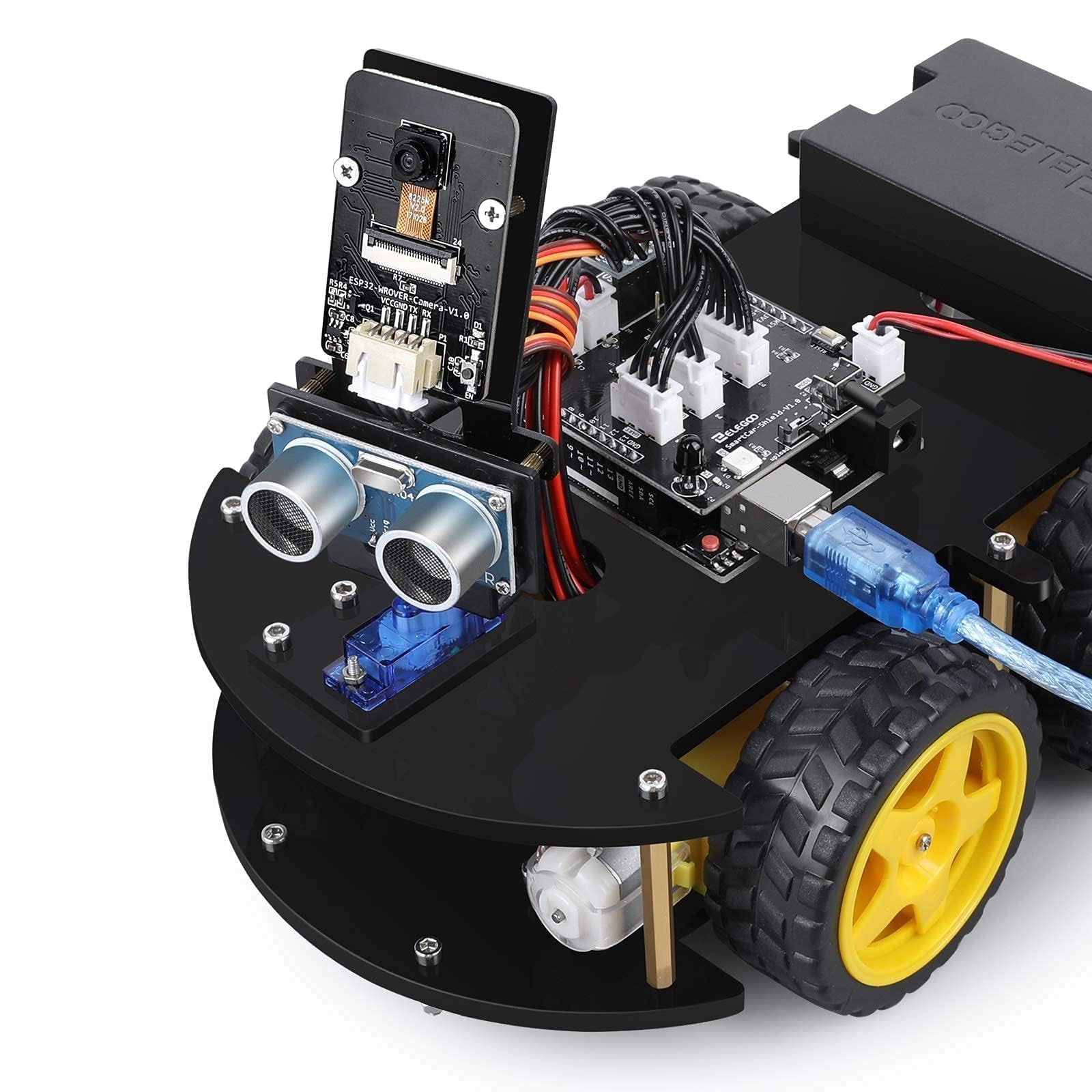 ELEGOO Smart Robot Car Kit V4.0 Kompatibel mit Arduino IDE Elektronik Baukasten mit Kamera, UNO R3, Line Tracking Modul, Ultraschallsensor, Auto Roboter Spielzeug für Kinder 4