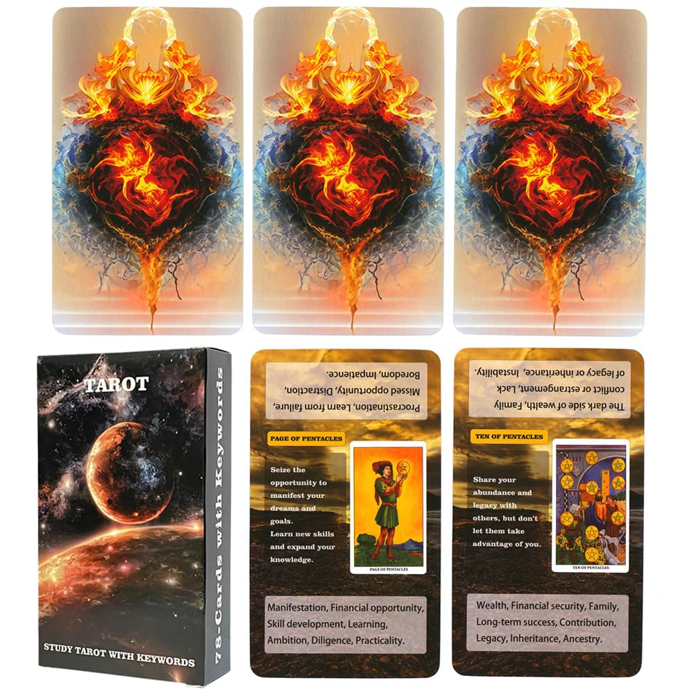Tarot Deck Set, Tarot Cards for Beginners, Classic Tarot Cards with Meanings on Them