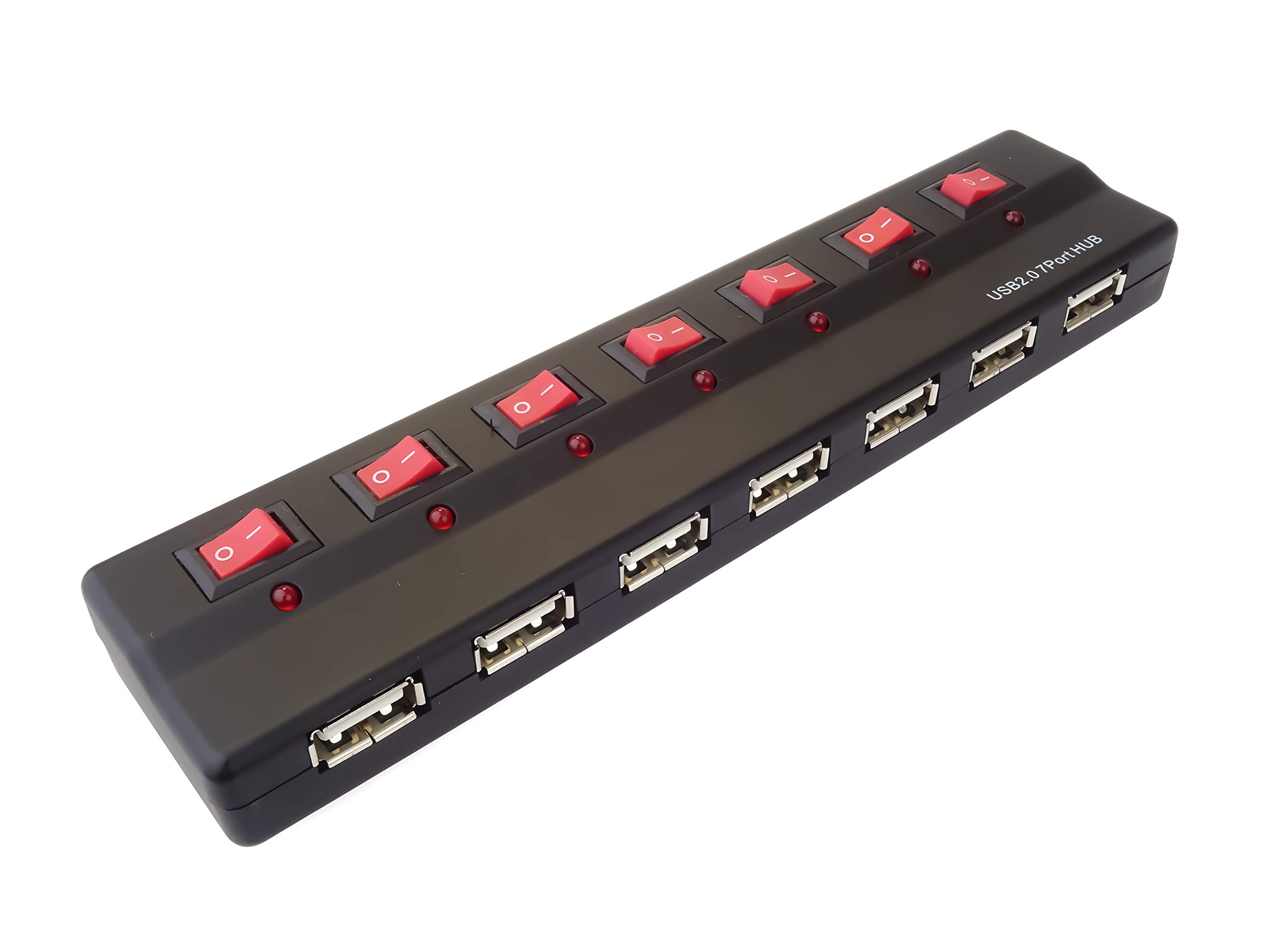 PremiumCord USB Hub 7 Port with Power Supply and Power Switch, USB 2.0 High Speed, Up to 480 Mbit/s