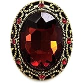 Craftisum 10 pcs Whole Oval Cut Red Rhinestone Vintage Copper Hollow Metal Shank Sewing Coat Buttons -25mm -1"