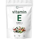 Micro Ingredients Vitamin E 1000 IU, 240 Softgels | Pure Vitamin E Oil Pills | Antioxidant Supplements for Skin and Face | Non-GMO, Gluten Free