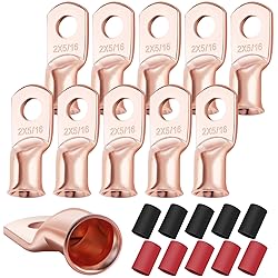 XHF 10PCS 2 AWG-5/16 Heavy Duty Battery Lugs with