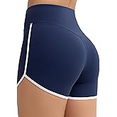 THE GYM PEOPLE Women's High Waist Workout Shorts Breathable Dolphin Split Elastic Lounge Yoga Shorts