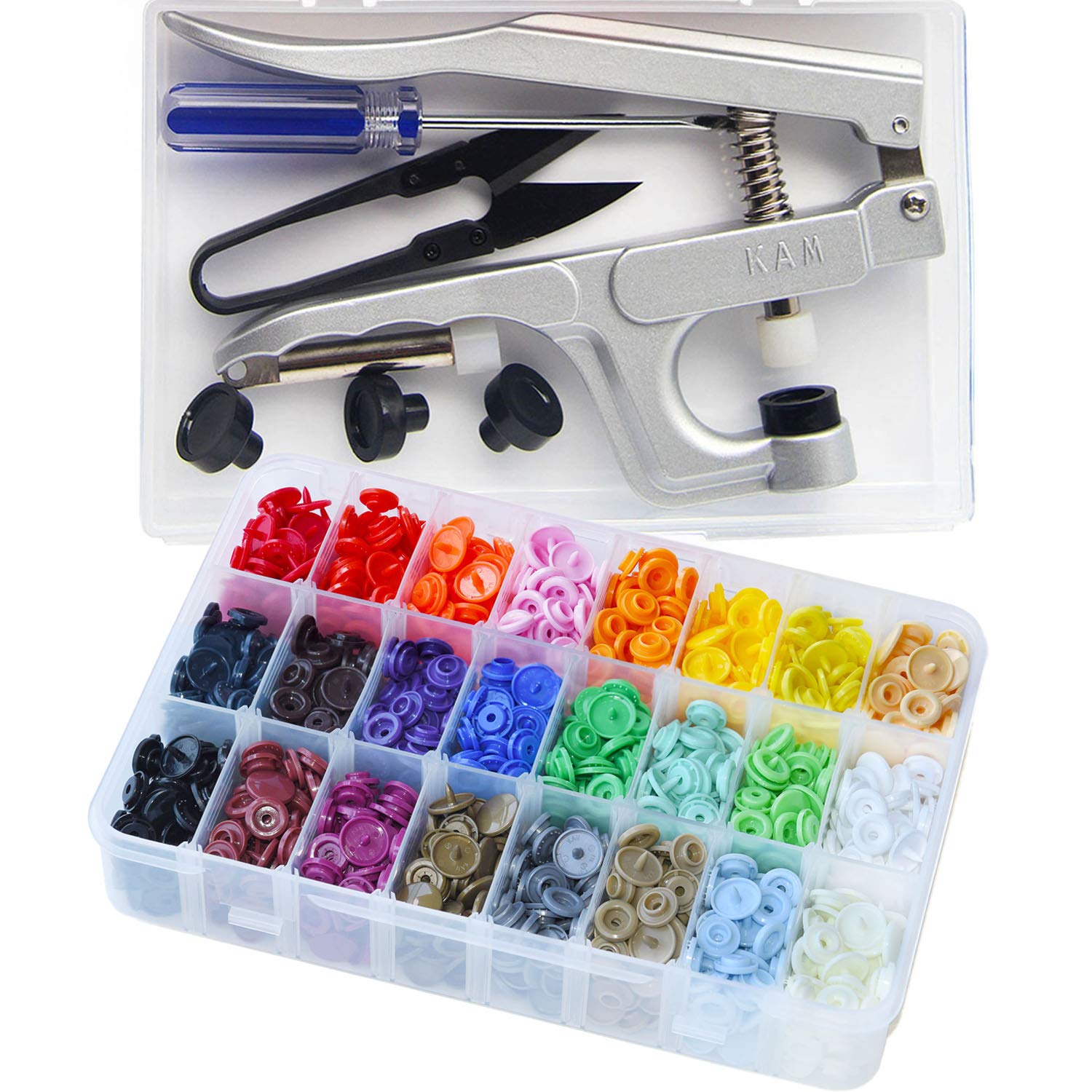 KAM Brand 360 Set Colorful Snaps and Pliers for Sewing DIY Tools