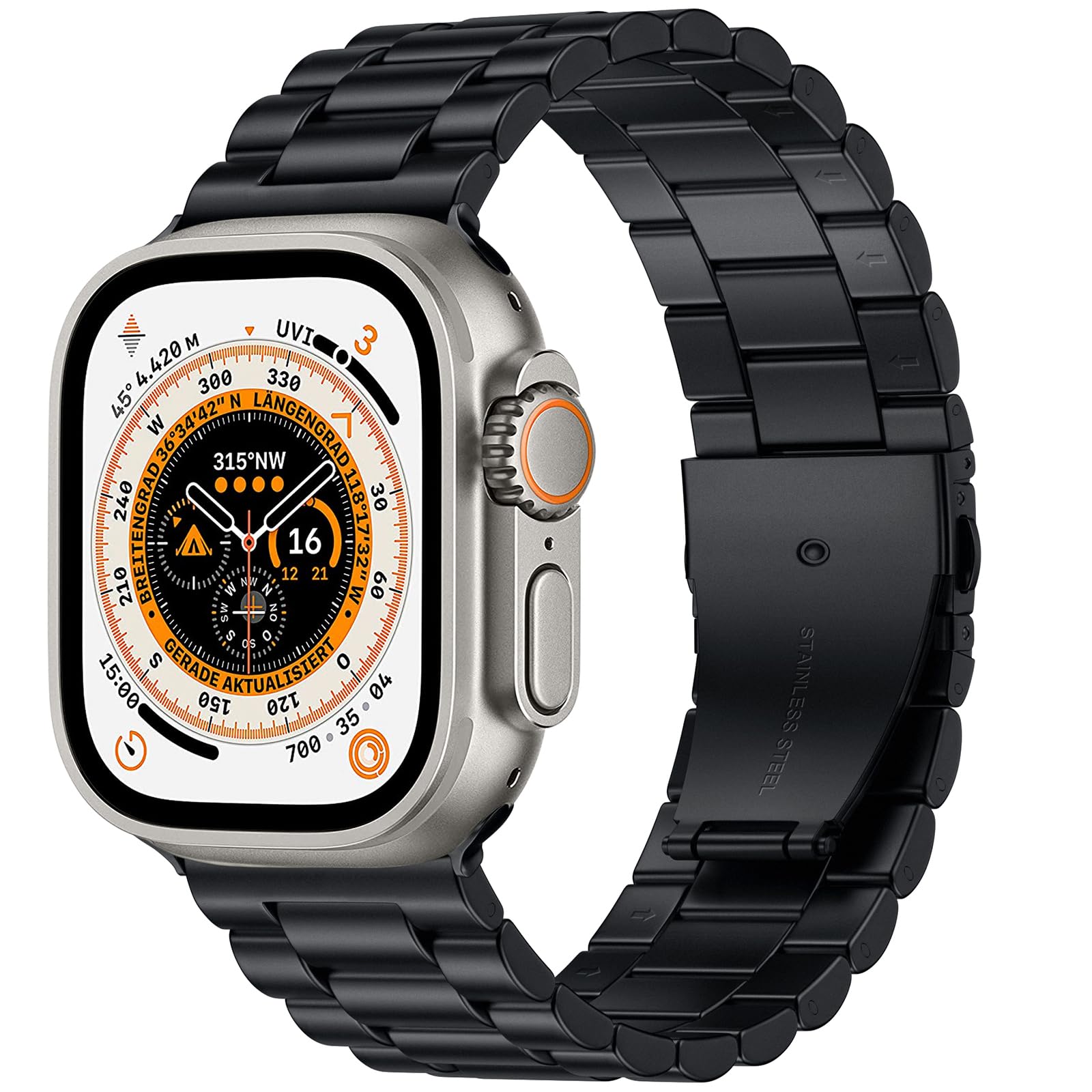 Netolo Metal Band Compatible with Apple Watch Ultra 49mm Band, 24mm Width, Stainless Steel Replacement Strap Compatible Apple Watch Ultra 2/iWatch Ultra Band for Men