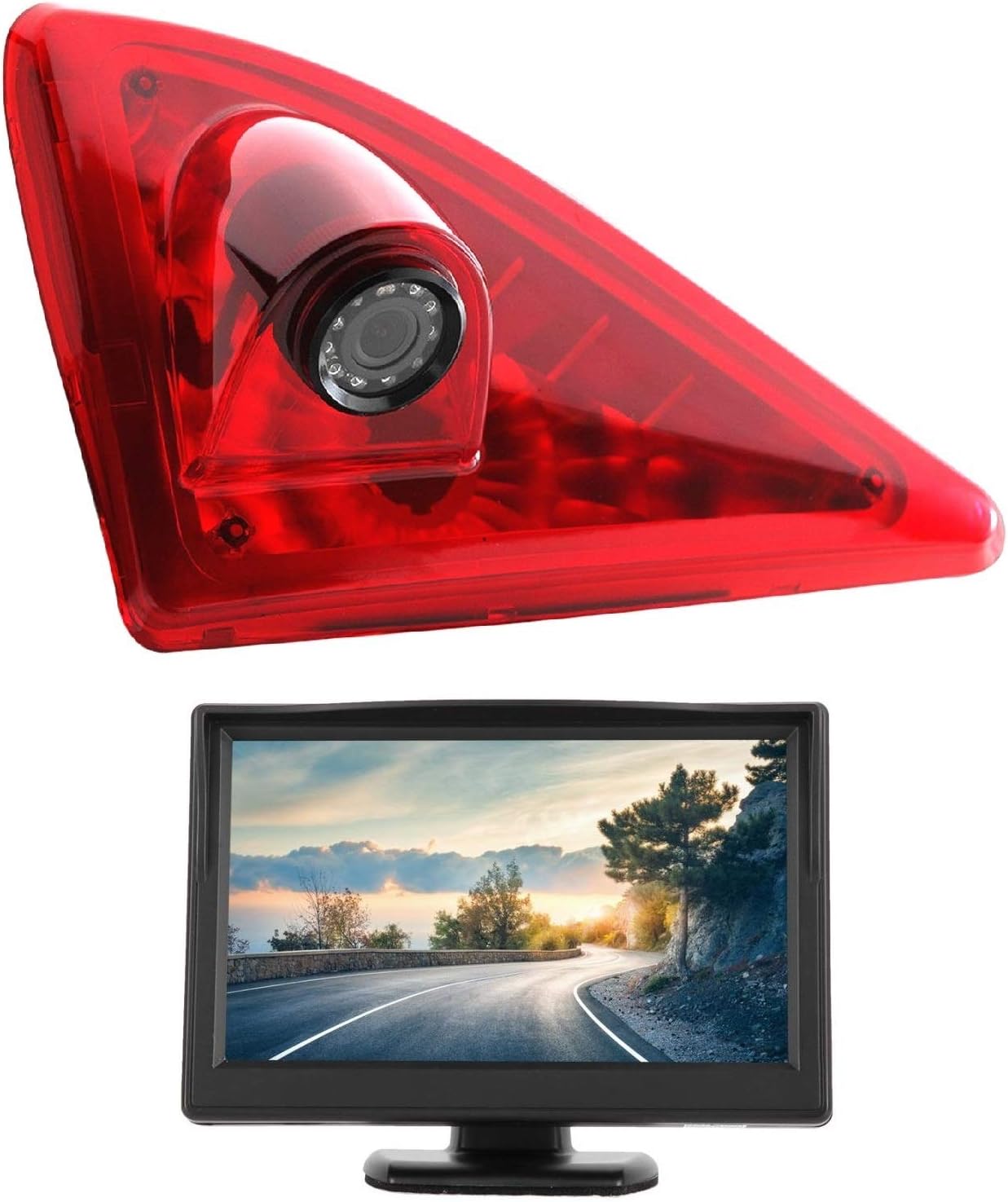 HD 720p Rear Backup Parking Camera With 5.0 Inch LCD Monitor Kits,3rd Brake Light Replacement Camera for Transporter NV400 / Ren-ault Master/Opel Movano B 2010-2019