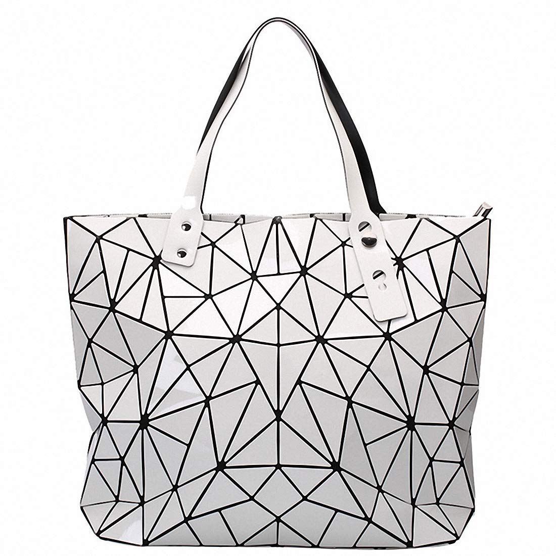 Ulalaza Geometric Lattice Top-handle Handbag for Women Matte Tote Purse Handbags Geometry Shoulder Bag