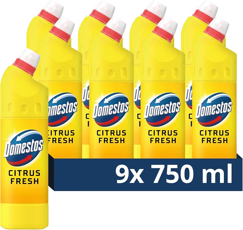 Domestos Citrus Fresh Thick Bleach 9 x 750 ml Disinfectant 99.99% Bacteria