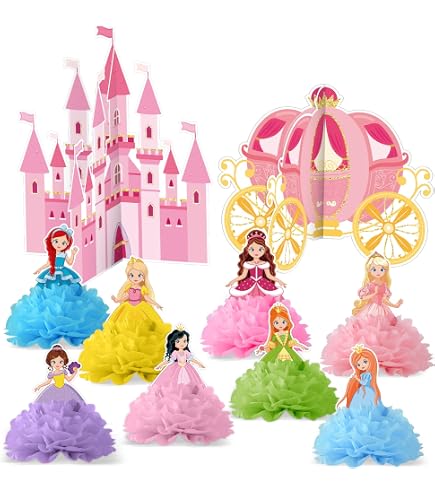 Gyufise 12Pcs Princess Centerpiece Sticks Birthday Bowknot Castle Birthday Table Flower Centerpieces Sticks Crown Bow Party Decorations For Bridal Shower Birthday Wedding Party Supplies Rose Gold