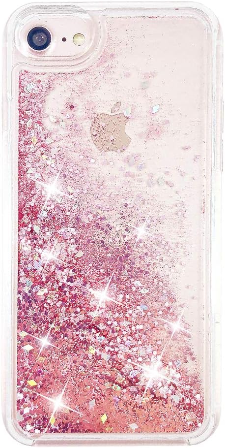 uCOLOR Rose Pink Glitter Case for iPhone SE (2020) iPhone 8/7 iPhone 6S/6 Case for Girls(4.7