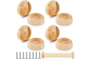 Yookeer 4 Pack Wooden Closet Pole Sockets 1-3/8" Closet Rod Holders Pole Holders for Wardrobe Hallway Bathroom Curtain Clothing Store(Wood Color)