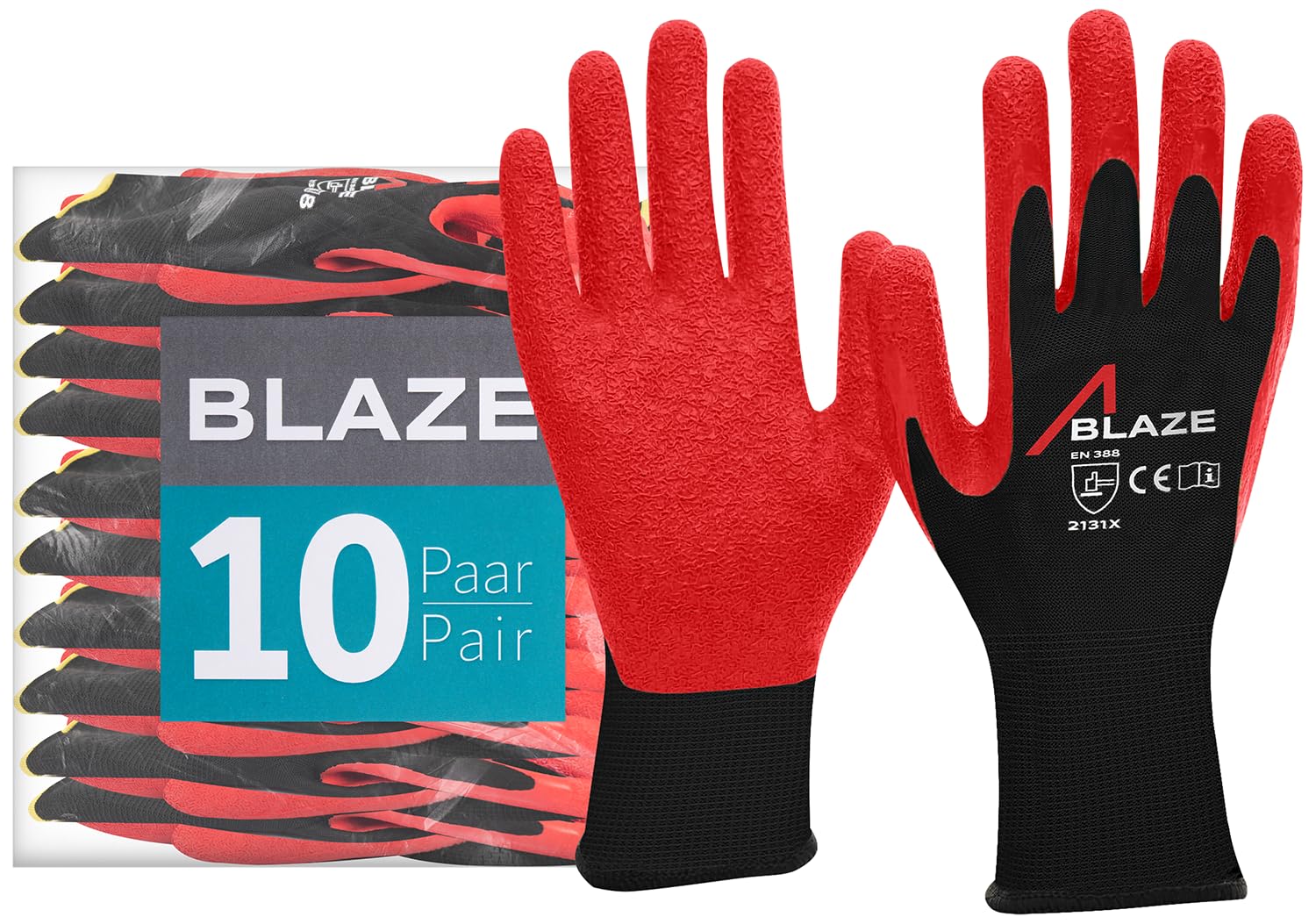 ACE Blaze Work gloves - Protective gloves for work - EN 388 - Size 07/S (pack of 10)
