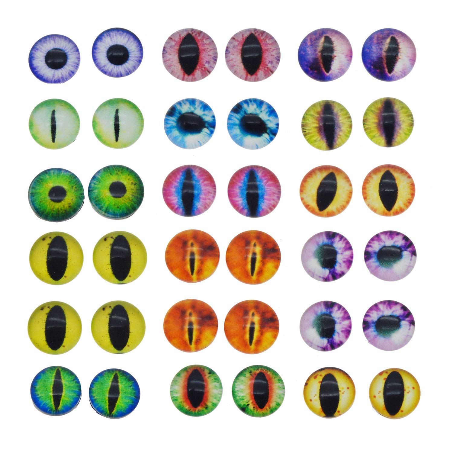 Julie Wang 100PCS 25MM Flatback Glass Dragon Cat Eye Cabochon Cameo for Jewelry Bezel Setting Making Crafts Eye Supplies