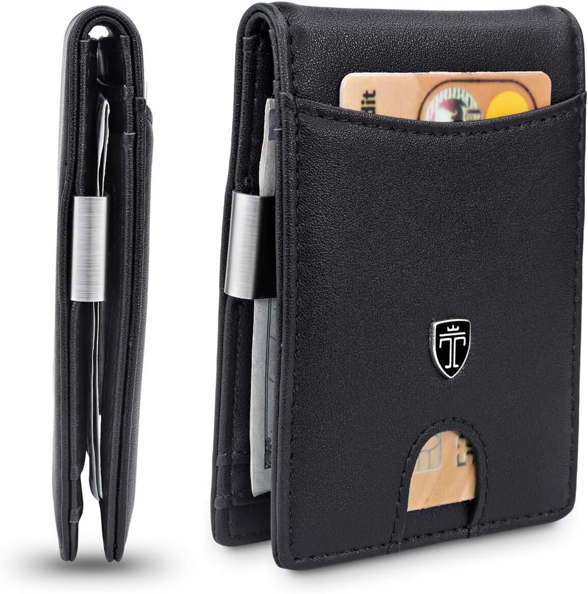 TRAVANDO Slim Wallet with Money Clip SEATTLE RFID Blocking Card Mini Bifold Men