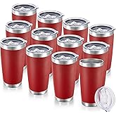 Cool Yoleb 20 oz Tumblers Bulk Stainless Steel Tumbler with Lid Double Wall Vacuum Insulated Coffee Mug 20oz Powder Coated Cup for Hot and Cold Drinks, Red, 12 pack