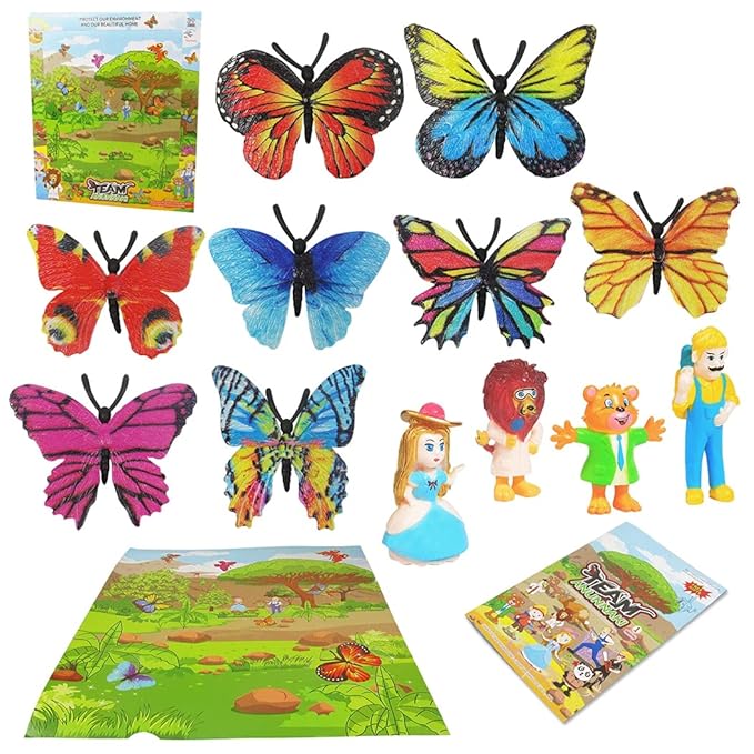 Anjetan Kids Butterfly Toys Set Versatile Lifelike Realistic Educational Assorted Scene Toys