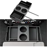 Maxzina Jump Seat Headrest Organizer for 2011-2026 Ford F150 &amp; Super Duty | (Jump Seat Console Only) Cup Holder Coin Container Storage Box with Silicone Pads for F250 F350 F450 F550 F650 Accessories