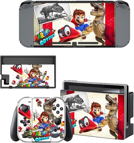 Amazon Nintendo Switch 任天堂スイッチ スーパーマリオ オデッセイ スキンシール 保護カバー 本体用 コントローラー用 オリジナルステッカー セット 周辺機器 アクセサリ