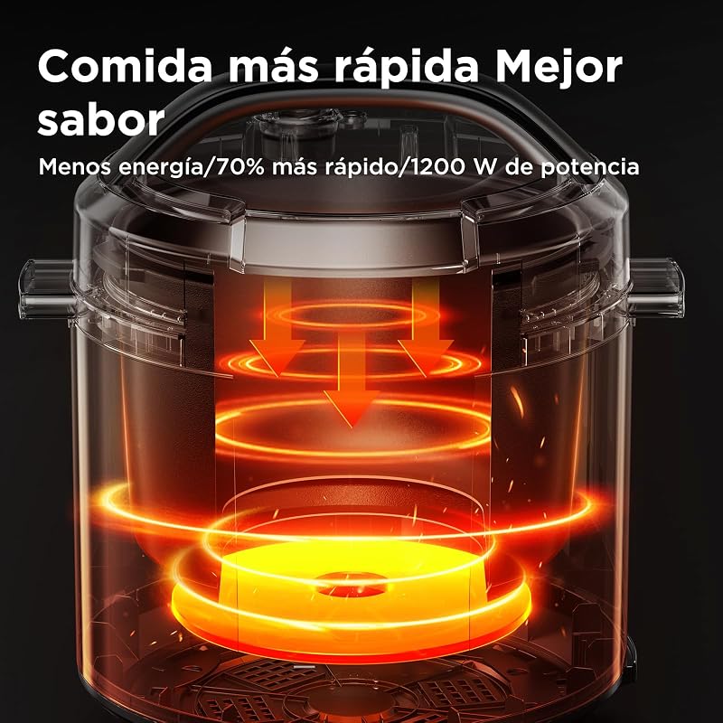 Olla Eléctrica 9 en 1, 12 Preajustes Instantáneos, Antiadherente, Arrocera, Cocción Lenta, Vapor de Acero Inoxidable, 6 Cuartos