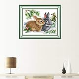 YANCONGLIDEYAN Cross Stitch Kit 11CT Stamped Beginners Pre-Printed Rabbits view 8