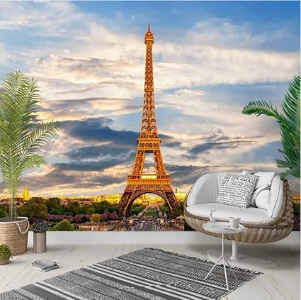 Yhzer Cielo Blu Nuvole Grigie Torre Eiffel Parigi 3D Foto Pulibile ...