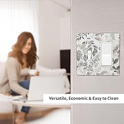 Outlet Covers Gray White Botanical Leaves Flower