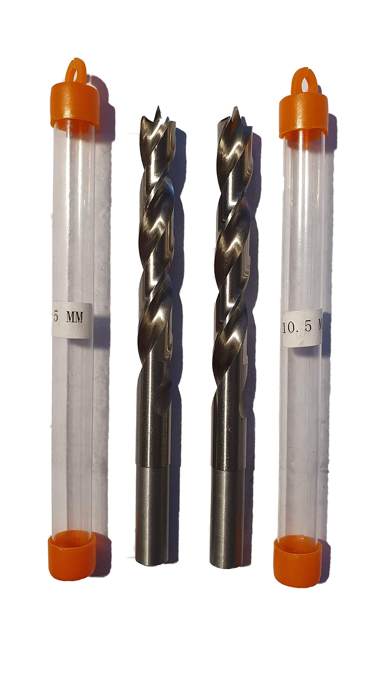 jjw-germany HSS-G Precision Wood Drill Bit Spiral Drill Diameter 10.5 mm with Centre Point Shank 10 mm Pack of 2