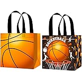 Basketball Party Favors Bags 12PCS Basketball Birthday Party Supplies Basketball Goodie Bag with Handles Sport Sport Ball Non-woven Candy Treat Snack Bags for Birthday Retirement All Star Party Decor
