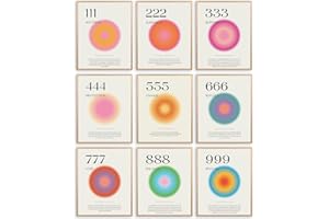 Elegend Angel Number Poster - 9 PCS Aura Angel Numbers Poster for Room Aesthetic Minimalist Inspirational Quotes Wall Art Bedroom Aesthetic Decor 8x10 Inch Unframed
