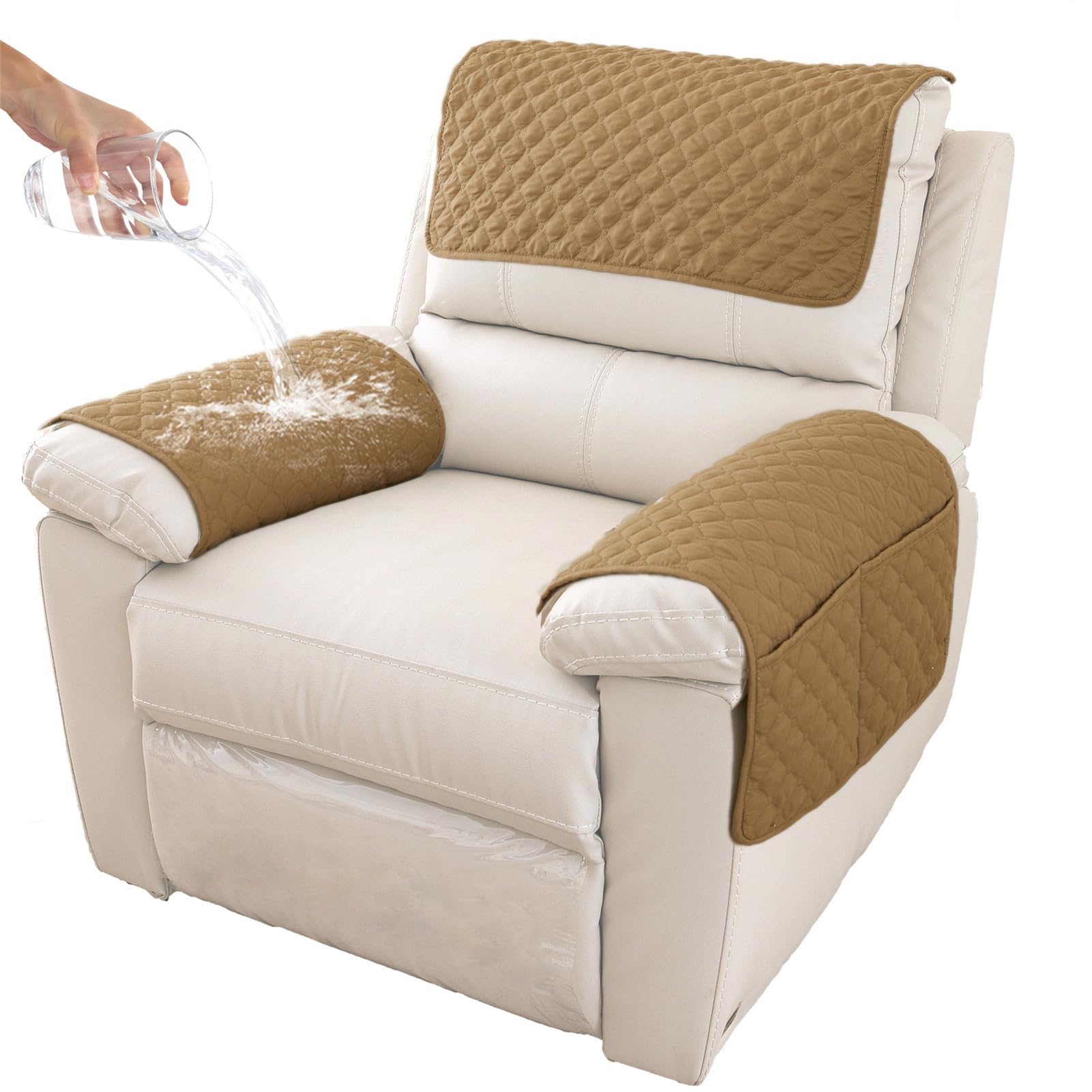 GYHH Sofa Armrest Cover, Headrest Cover for Recliner Chair Arm Cover,Armchair Slipcover Nonslip Quilted Furniture Protector for Pets Leather Sofa Couch