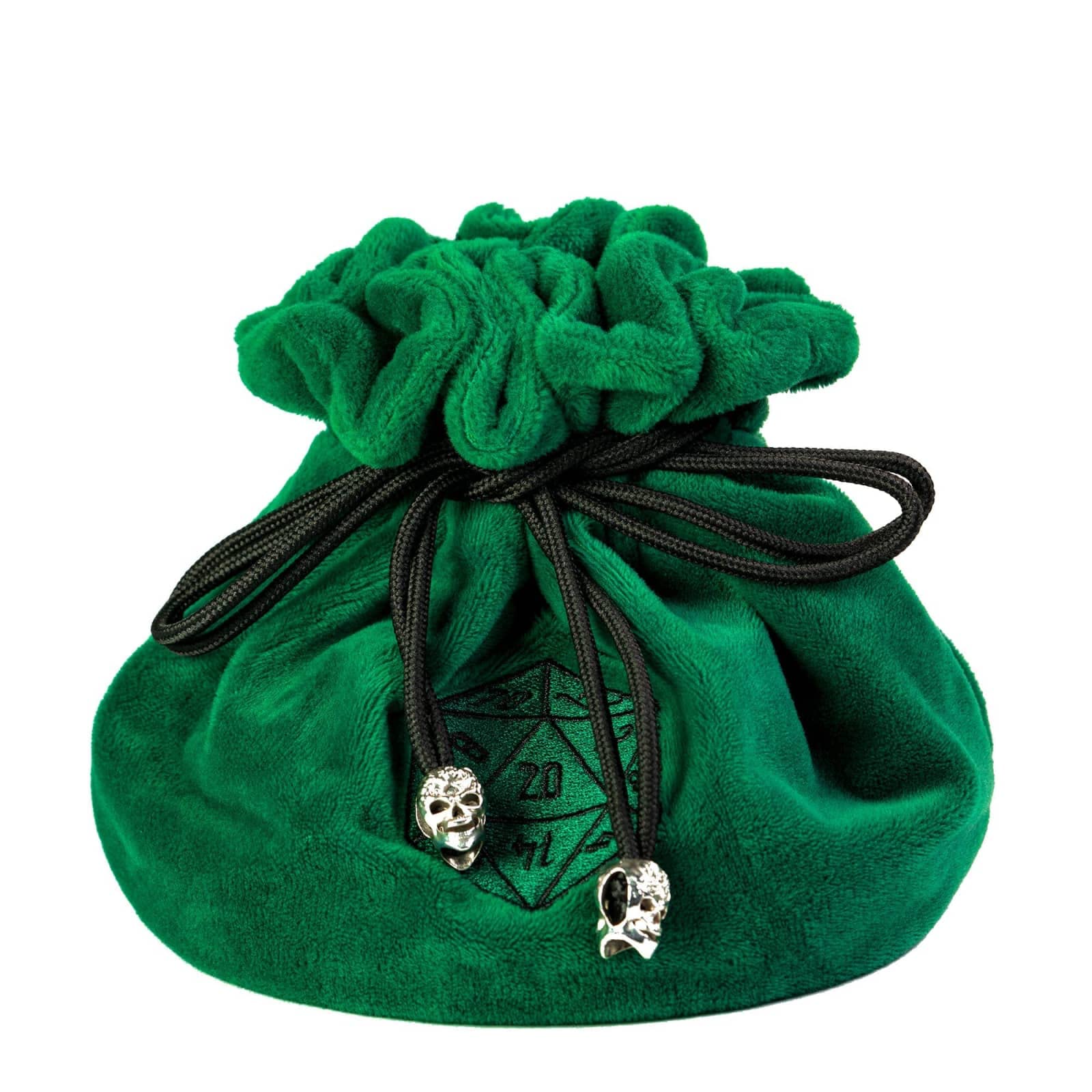 cusdie High-Capacity Velvet Dice Bags with Pockets Storage Bag Capacity 200+ Dice Holder for DND RPG Game Dices Collection(Forest Green)