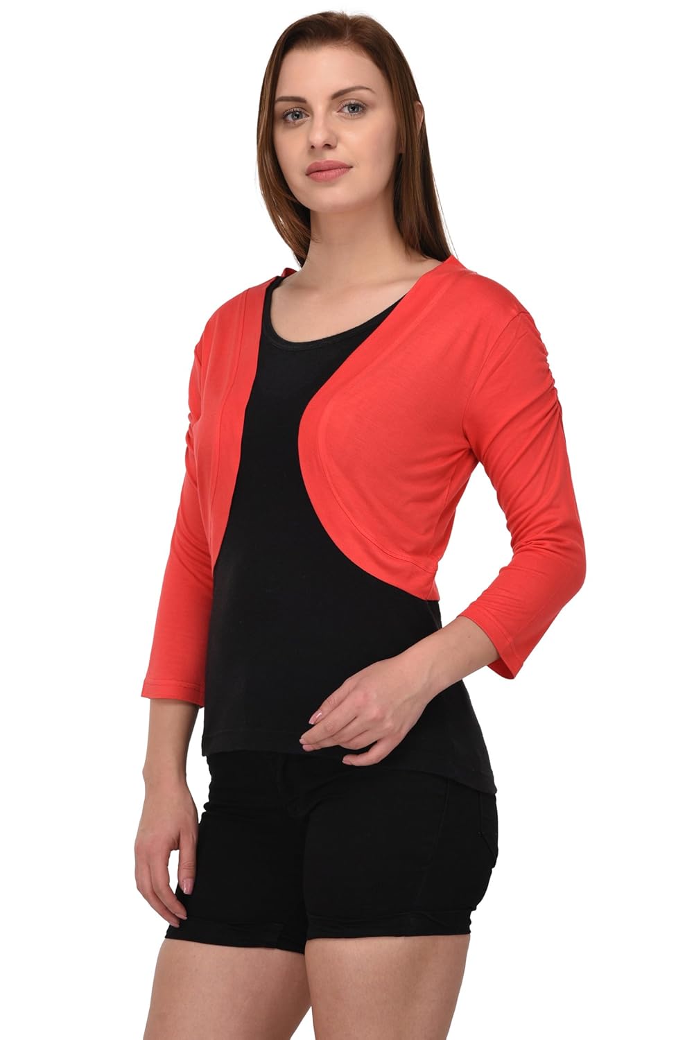 espresso women's 3/4th sleeve stylish shrug open cardigan