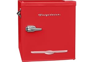 Frigidaire EFR176 Retro Compact Fridge with Chiller Mini Refrigerator with Built-in Bottle Opener for Office, Bedroom, Dorm Room or Cabin, 1.6 cu ft 16"D x 18"W x 18.5"H, Red