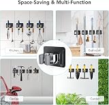 homeasy Mop Broom Holder 4 Pcs Stainless Steel Self Adhesive Wall Mount Black view 6