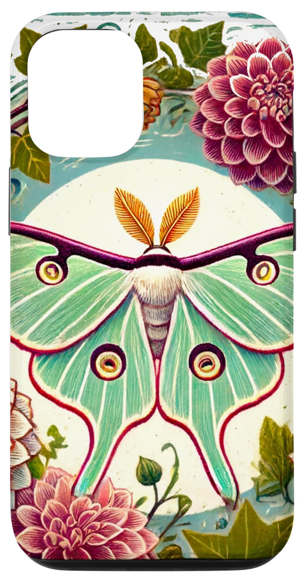 iPhone 15 Pro Luna Moth Floral Illustration Moths Case