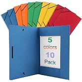 Sabary 10 Pack 3-Flap Folders with Elastic Closure, A4 Document Folders | Letter Size Heavy Duty Paper Pocket Folders for School, Office and Home, Assorted Colors, Classroom Must Haves