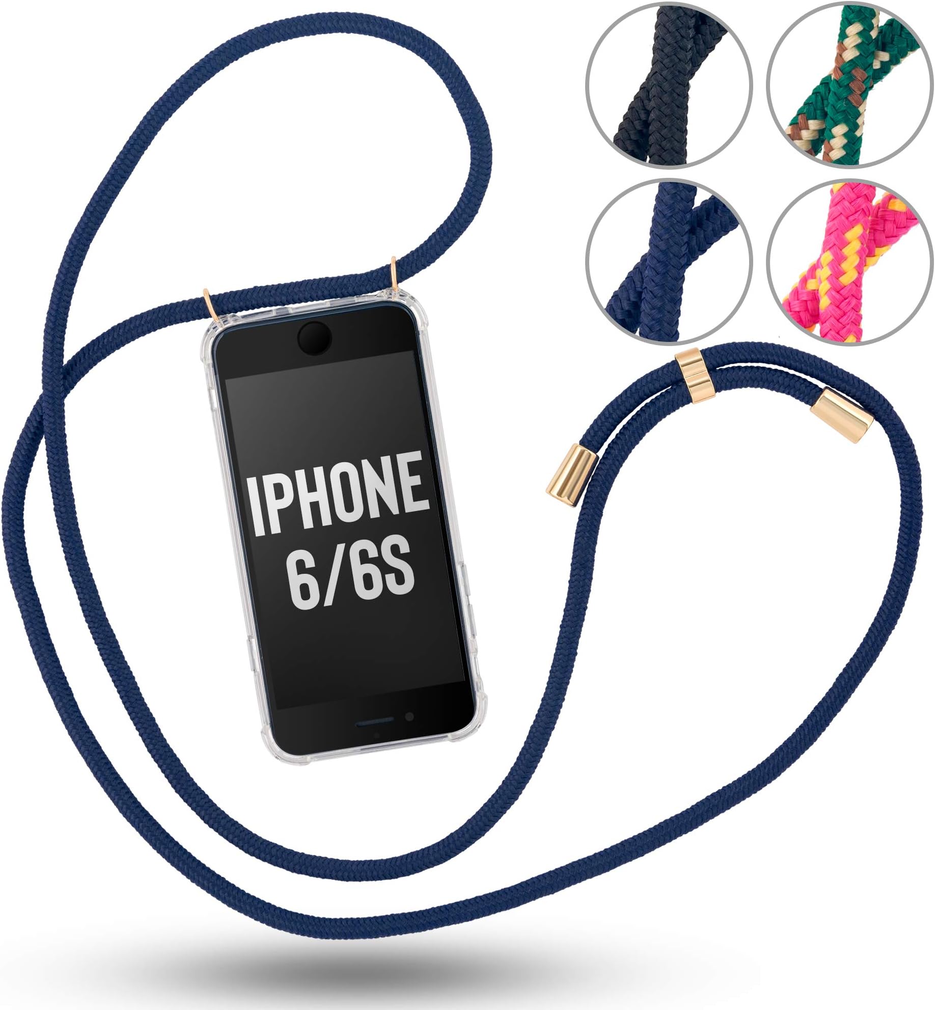 RebelCords Smartphone Necklace for iPhone 6 / 6s with Transparent Protective Case Adjustable Length Lanyard - Stylish and Super Practical - Compatible with Apple iPhone 6 / 6s