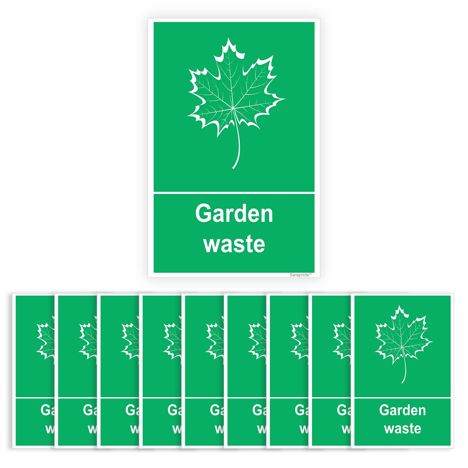 Pack of 10 Garden Waste Sign Self Adhesive Waterproof Vinyl Stickers 150mmx100mm V1066
