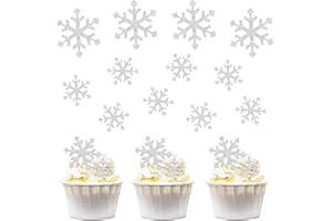 Ercadio 15pcs Snowflake Cupcake Toppers Acrylic Clear Glitter Shiny Snowflake Cupcake Picks Snowflake Cake Decors Baby Shower Winter Theme Christmas Party Decoration Supplies