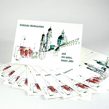 100 Munchener Weihnachtskarten Mit Roten Kuverts Ludwigsstrasse Mit Theatinerkirche Und Feldherrnhalle Tolle Weihnachtsgrusse Fur Unternehmen Amazon De Burobedarf Schreibwaren