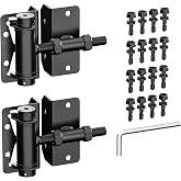 Heavy Duty Self Closing Gate Hinges for Metal/Vinyl/PVC/Wood Fence,90 Degree Narrow Wood Door Hinges with Adjustable Tension,Gate Closer Hinges for Swing Door,Gate Hardware Kit,2 Pack/Set,Black Finish