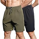 Gaglg Men's 7" Athletic Shorts 2 Pack Quick Dry Workout Running Shorts with Zipper Pockets
