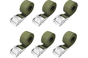 TuTuYa Tie Down Straps, 6PK 2.1Ft x 0.98In (65x2.5cm) Green Lashing Strap Heavy Duty Adjustable Retaining Short Straps Tensioning Belts with Buckle for Vans, Bicycle, Trailer, Luggage
