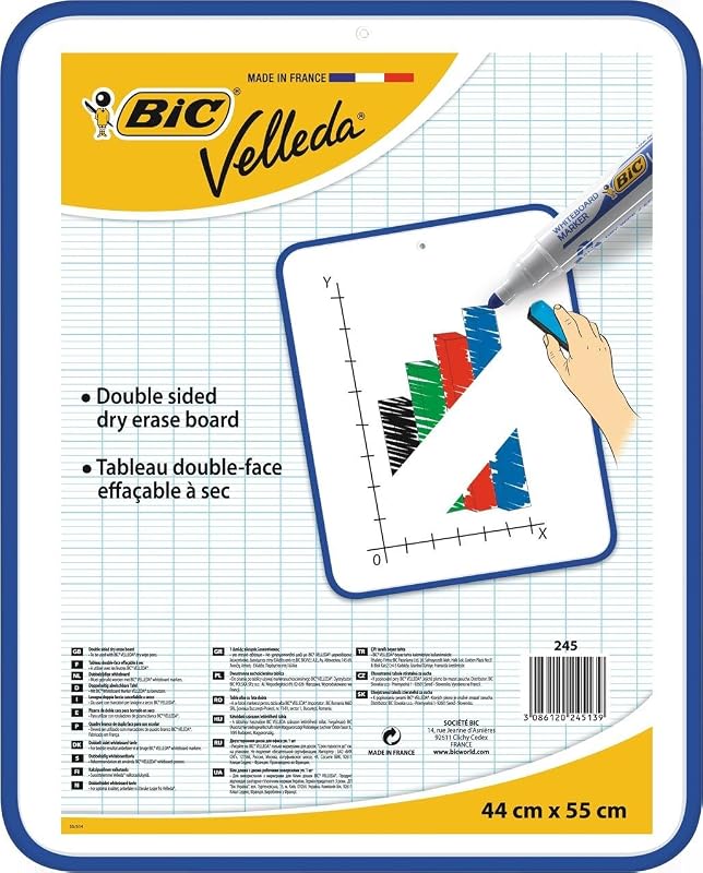 Quadro Branco Dupla Face Velleda (44 x 55 cm) - Estrutura Azul, Caixa de 1 Unidade