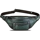 Genuine Leather Fanny Pack for Men and Women Vintage Handmade Leather Waist Bag Sling Bag Sling Backpack Purse Hip Crossbody Bag (Darkgrey)