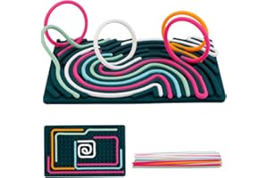 ONRSV Sensory Activity Board, Double Side Silicone Calm Down Fidget Toy, Sensory Toys for Kids with Autism, Fidget Toys Adults Kids Silent No Mess, Portable with Travel Bag & 30 Strings (Dark Green)