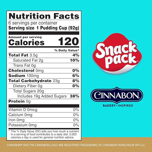 SNACK PACK CINNABON BAKERY INSPIRED FLAVORED PUDDING CUPS, 3.25 OZ., 6-COUNT