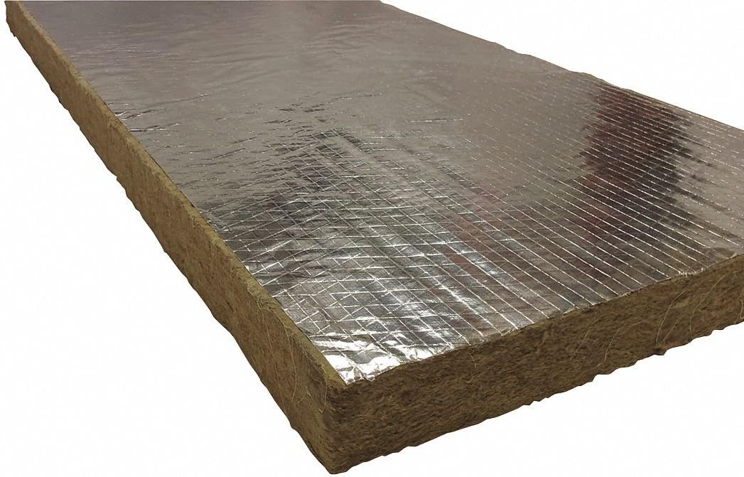 4" x 48" x 24" Mineral Wool/Foil Backing High Temperature Insulation, Density 8, Green