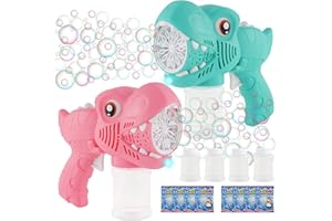 Onory 2 Pack Bubble Gun Machine for Kids, Bubble Gun with Bubble Solutions for Boys Girls, Bubble Blaster for Summer Toy, Party Favors, Outdoor & Indoor Activity, Birthday Gift, Bubble Blower